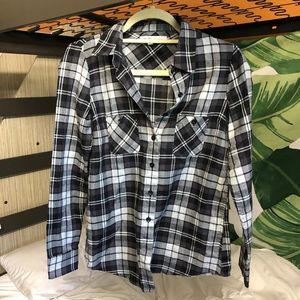 BCBGeneration black + white plaid flannel shirt